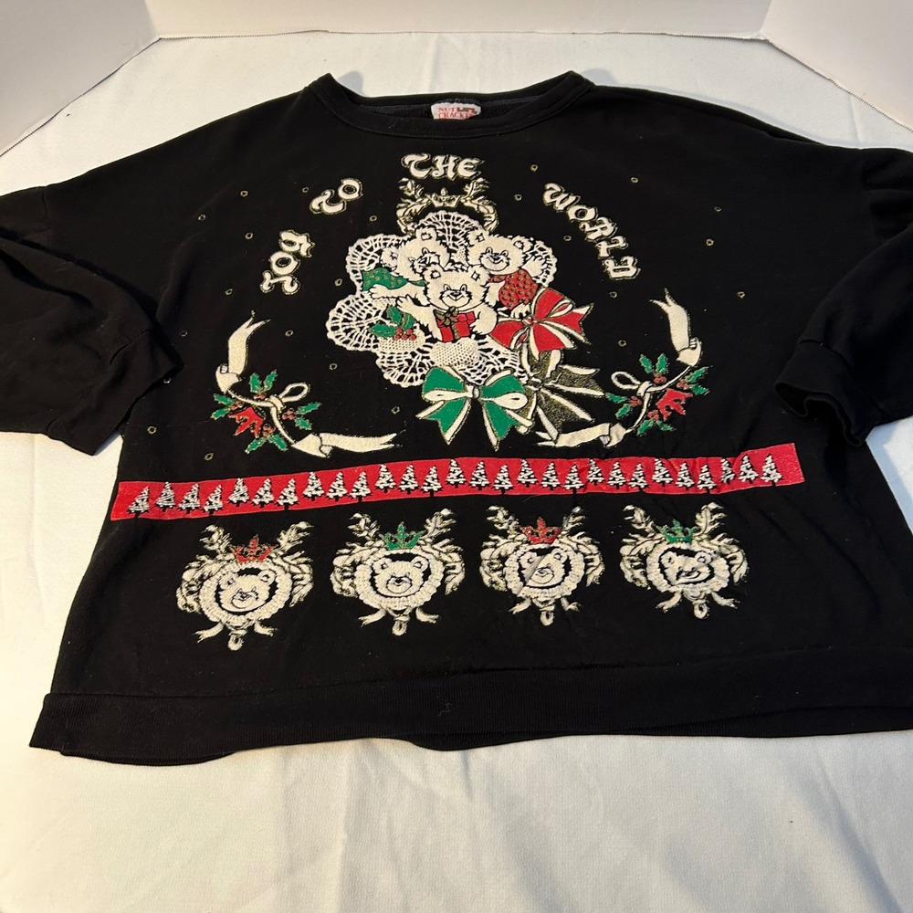 Nutcracker Black‎ Christmas Teddy Bear Sweatshirt medium Women's Vintage 90s